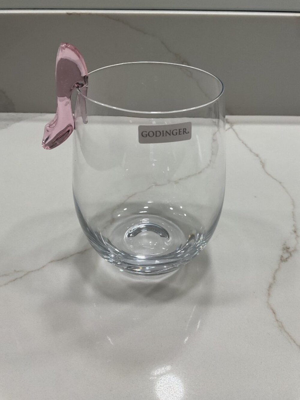 Godinger Runaway High Heel Pink Stemless Wine Glass